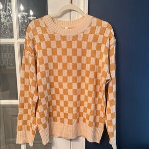Wishlist Mustard and Cream Checkered Sweater